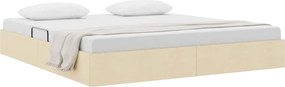 vidaXL Pat cu storage cu headboard Creme 160 x 200 cm țesătură