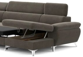 Canapea colțar extensibilă cu spațiu de depozitare CATANIA U stânga maro