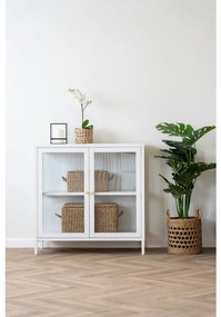 Vitrină Dalby, 2 uși, oțel, alb 80x35x80 cm