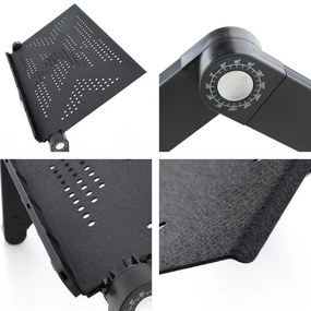 Birou pentru laptop cu USB - 42 x 28 cm, răcoritor, negru