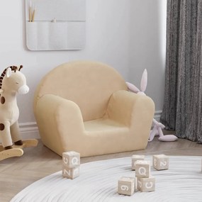 341764 vidaXL Canapea pentru copii, crem, pluș moale