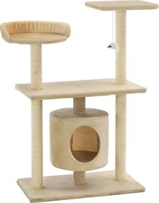 vidaXL Ansamblu pentru pisici cu stâlpi din funie de sisal, 95 cm Bej