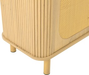 Comodă cu uși din ratan, design curbat, 140x40x80 cm, Culoare naturală