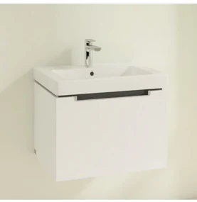 Set mobilier 58.7cm Villeroy&amp;Boch Subway 2.0 alb lucios, cu lavoar Subway 2.0, A68700DH+7113F001