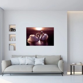 Tablou - Lebede pe lac (90x60 cm)