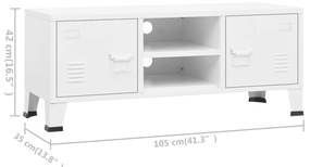 Dulap TV industrial, alb, 105x35x42 cm, metal 1, Alb