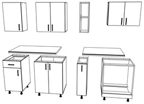 Set haaus V9, Stejar Sonoma Inchis/Alb, Blat Thermo 28 mm, L 180 cm