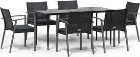 vidaXL Set mobilier de grădină cu perne, 7 piese, poliratan și oțel