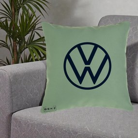 Perna Personalizata cu emblema Volkswagen, 40x40 cm, Verde, Husa Detasabila, Perna Inclusa, BEKZ®