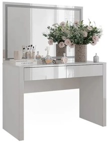 SEA813 - Set Masa toaleta, 110 cm, moderna cosmetica machiaj oglinda cu LED, masuta vanity cu sau fără Scaun - Alb Lucios
