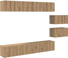 vidaXL Set comodă TV Pe perete Stejar Artizanal Lemn compozit