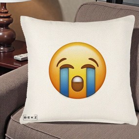 Perna Decorativa Emoji Plange, 40x40 cm, Crem Reliefat, Husa Detasabila, Perna Inclusa, BEKZ®