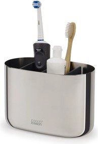 Suport pentru periuța de dinți argintiu lucios din oțel inoxidabil EasyStore Luxe – Joseph Joseph