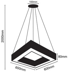 Lustră LED pe cablu LED/40W/230V 4000K 60x60 cm
