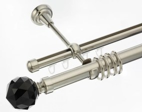 Galerie dubla kula crystal negru 25/19 teava si profil inox (Alege marime: 200 cm)