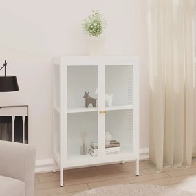 Servanta, alb, 75x35x105 cm, otel si sticla 1, Alb