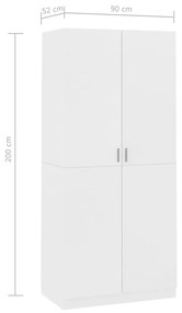 Sifonier, alb, 90x52x200 cm, PAL Alb, 1