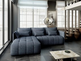 Colțar extensibil dumonde cu ladă de depozitare si sezut confortabil din spuma high-density, Malta Enjoy Antracit 235x185 cm