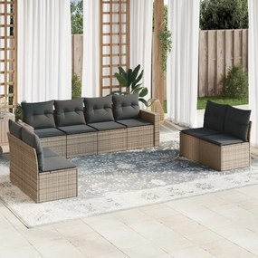 vidaXL Set canapele de grădină, 9 piese, cu perne, gri, poliratan
