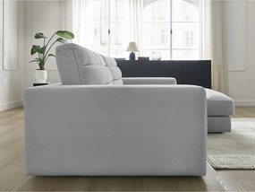 Colțar gri deschis cu tapițerie din catifea (cu colț pe partea dreaptă/cu șezlong) Sierra – Bobochic Paris