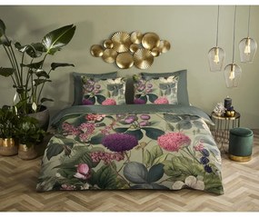 Lenjerie de pat kaki din bumbac satinat pentru pat de o persoană, extinsă 140x220 cm Onaz – Descanso