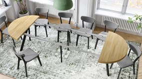 Mazzoni VITO Stejar American/picioare negre - MASĂ MARE ROTUNDĂ Ø110 EXTENSIBILĂ PÂNĂ LA 310 cm CU PICIOARE "Y" LOFT/INDUSTRIALĂ