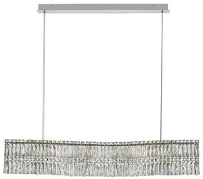 Lustra suspendata LED crom, cristale sticla NUVIA 120cm