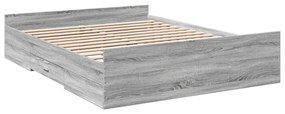 3280291 vidaXL Cadru de pat cu sertare gri sonoma 150x200 cm lemn prelucrat