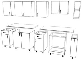 Set Bucatarie Karo haaus V17, Lemn Natural/Alb, Blat Thermo 28 mm, L 240 cm