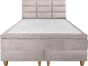 Pat matrimonial, Stockholm, Harmony E, 140x200 cm, saltea tip Pocket, topper memory, Taupe