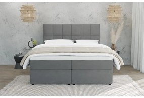 Pat boxspring gri cu spațiu de depozitare 200x200 cm Flip – Ropez
