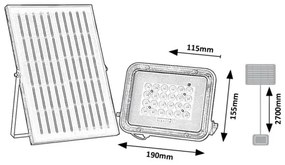 Rabalux 77141 - Proiector solar LED MELK 6,5W, 3,2V, 1000mAh, IP65