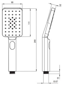 Para dus patrata culoare auriu, 3 functii, Deante Alpinia