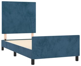 Cadru de pat cu tablie, albastru inchis, 100x200 cm, catifea Albastru inchis, 100 x 200 cm, Design simplu