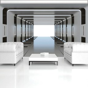 Fototapet - 3D tunel argintiu (152,5x104 cm), în 8 de alte dimensiuni noi