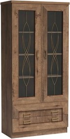 Vitrina TEDY Tip T8, stejar lefkas, PAL melaminat, 90x44x191 cm