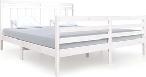 vidaXL Cadru de pat Super King, alb, 180x200 cm, lemn masiv