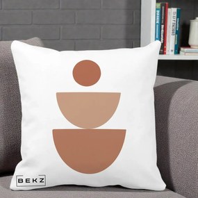 Perna Decorativa Geometric Boho Semicerc Stivuit, 40x40 cm, Alba Mata, Husa Detasabila, Perna Inclusa, BEKZ®
