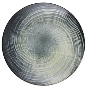 Set veselă 24 de piese verde/negru/porțelan