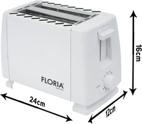 Prajitor de paine Floria ZLN1833 Alb, 700W, 7 nivele de control al temperaturii, buton de oprire