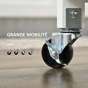 HOMCOM Carucior de servire carucior de bucatarie cu rotile multi-rangament dulap cu usa raft pentru sticle de vin alb | Aosom Romania