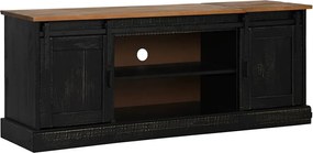 vidaXL Dulap TV HALDEN 2 usi glisante negru 150x40x60 cm lemn masiv