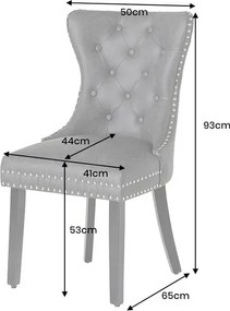 Set 2 scaune Stil Baroc, Catifea, Negru, CASTLE