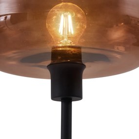 Lampă de podea retro neagră cu sticlă bronz - Bizle