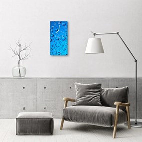 Ceas de perete din sticla vertical Natura picături albastru roua apă