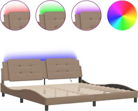 vidaXL Cadru de pat cu LED fără saltea, Zadar, cappuccino, 200x200 cm