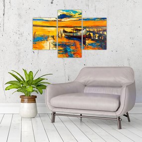 Tablou - Barca la apus de soare (90x60 cm)