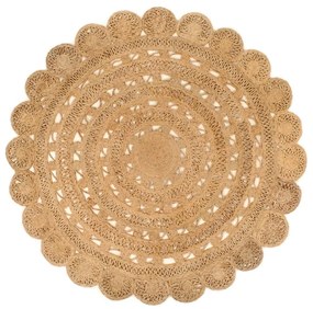 Covor împletit manual, 180 cm, iută, rotund