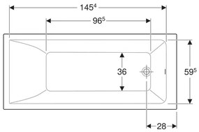 Cada baie dreptunghiulara Geberit Selnova Square 160x70 cm