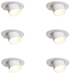 Set de 6 spoturi încastrate albe GU10 35mm rotunde înclinabile - Installa